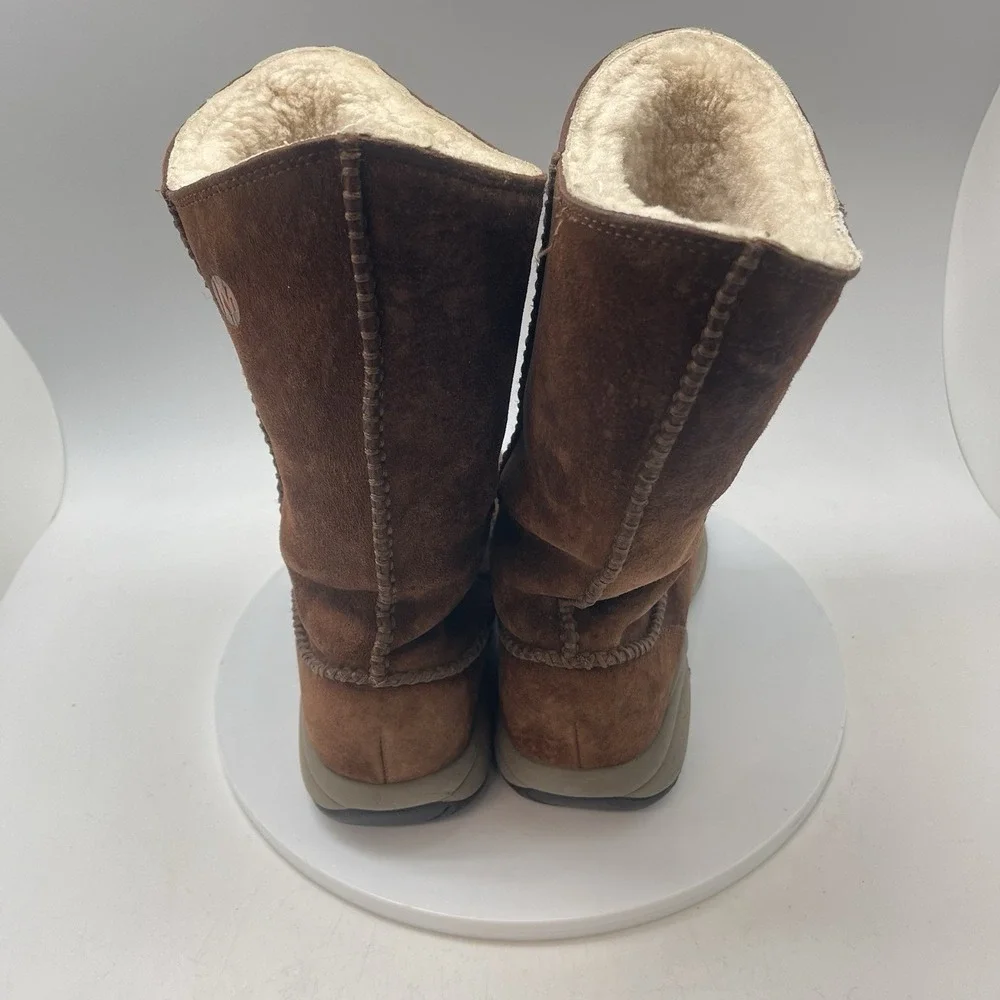 Merrell Primo Stitch High Boots Womens 8 Suede Chestnut Brown Pull‎ Up Fur Lined